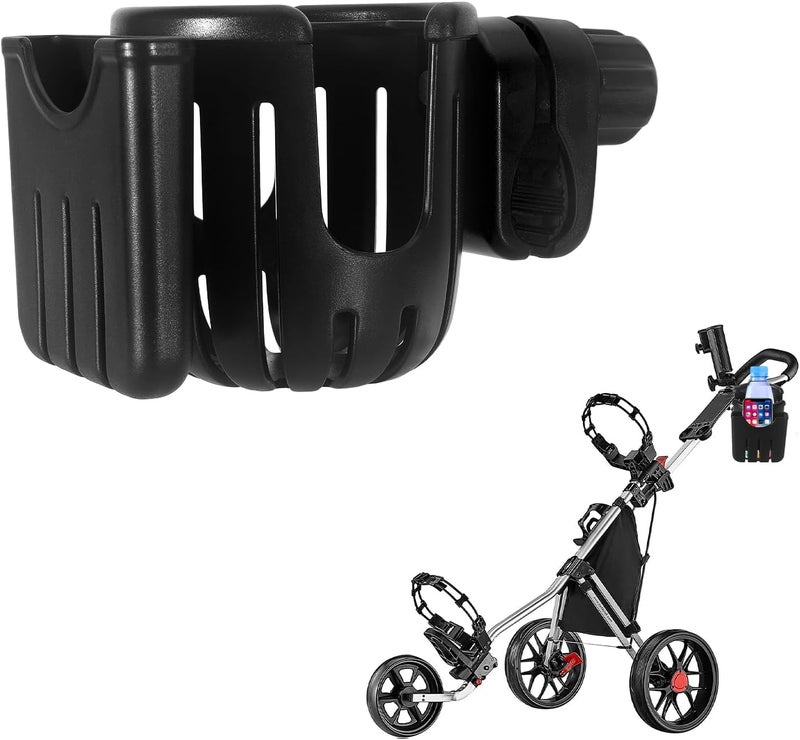 Runhike Golf Push Cart Cup Holder and Phone Holder Compatible with Caddytek,Adjustable 360 Rotation Golf Push Cart Accessories,Black,1PC - Image 1